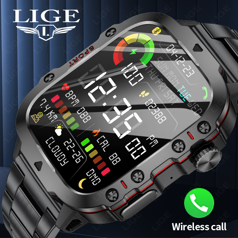 LIGE جديد الرجال Smartwatch SO - مراجعة Fall Detection Watch وسعره