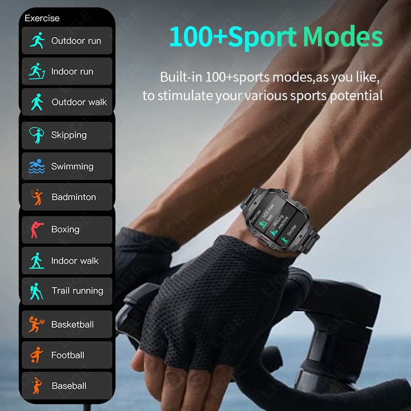 LIGE جديد الرجال Smartwatch SO - مراجعة Fall Detection Watch وسعره
